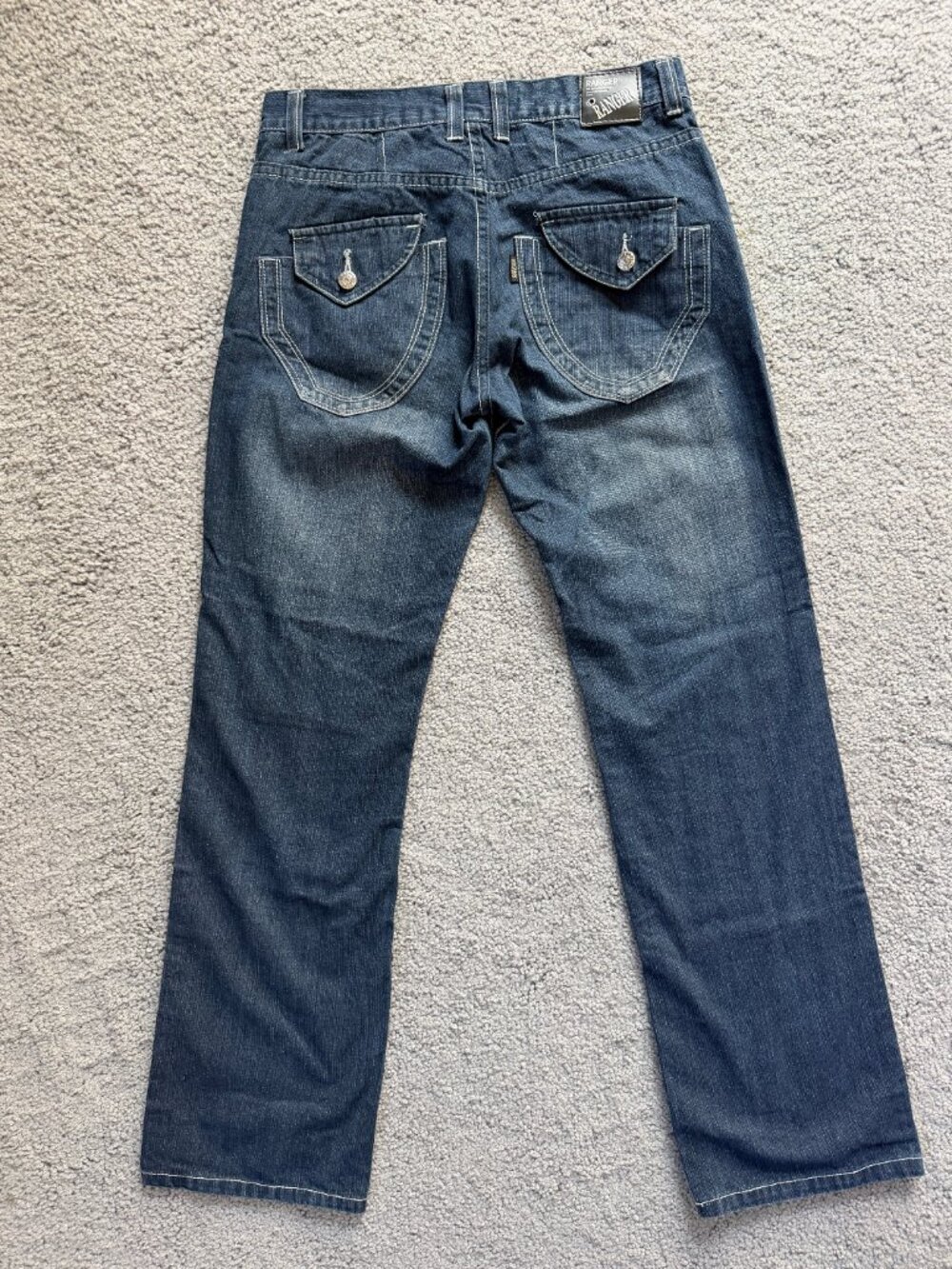 Ranger Vintage Y2K Flap Pocket Jeans Mens 30x32 Dark Wash Stitch Streetwear - Picture 8 of 11